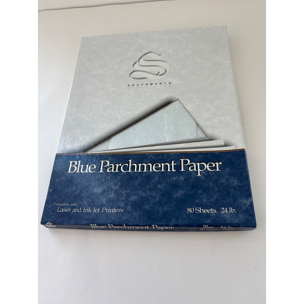 Southworth Blue Parchment Paper‎ Opened 51 Sheets & 1 Envelopes 24 
lb P964C